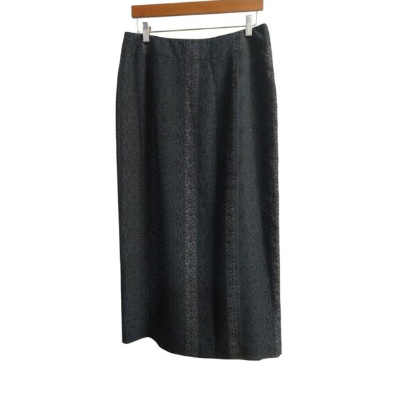 Liz Claiborne Black & Gray Floral Print Maxi Skirt Size 12 - Picture 1 of 9